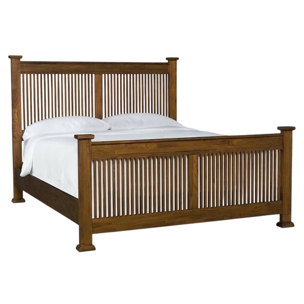 Mission-Style Queen Slat Bed in Harvest Finish with Mindi Wood. Picture 1