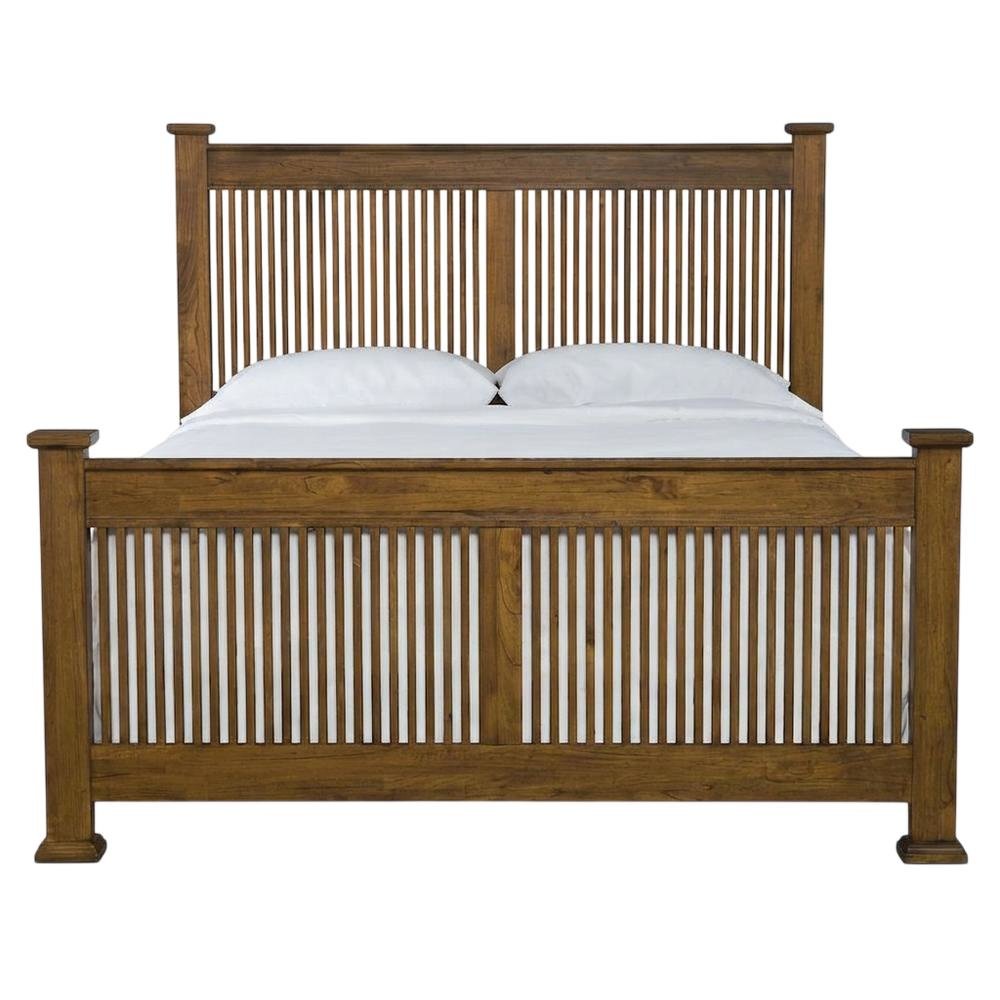 Mission-Style Queen Slat Bed in Harvest Finish with Mindi Wood. Picture 4