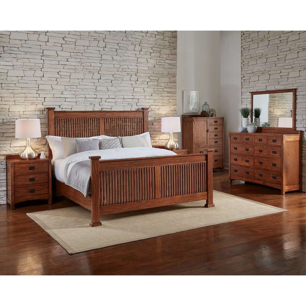 Mission Hill King Slat Bed, Harvest. Picture 3