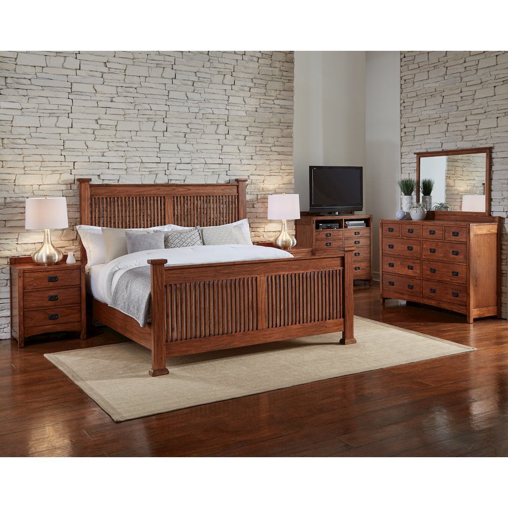 Mission Hill King Slat Bed, Harvest. Picture 4
