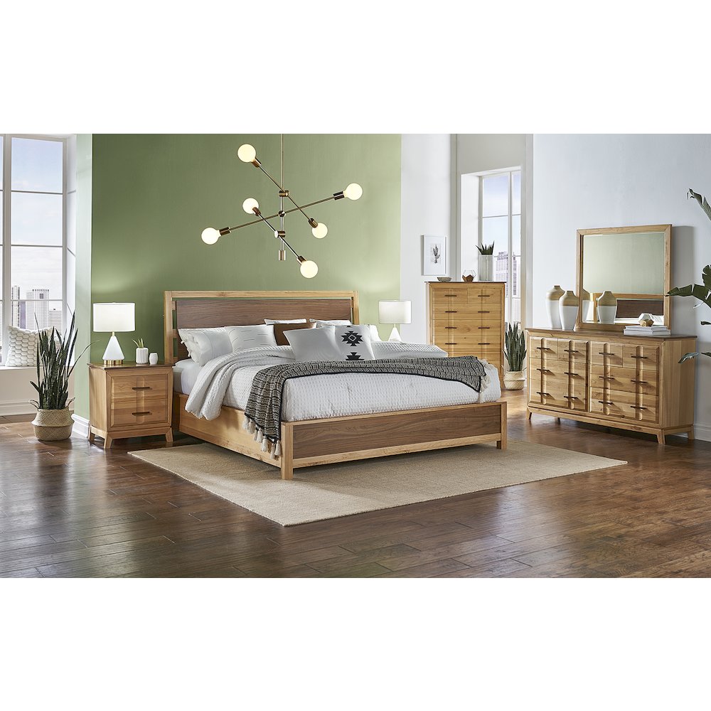 Modway Queen Panel Angled Bed, Natural Alder & Warm Walnut. Picture 2