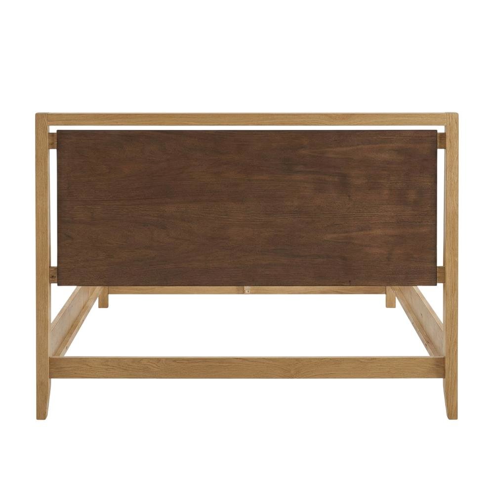 Transitional Queen Platform Bed with Natural Alder and Warm Walnut Finish. Picture 3