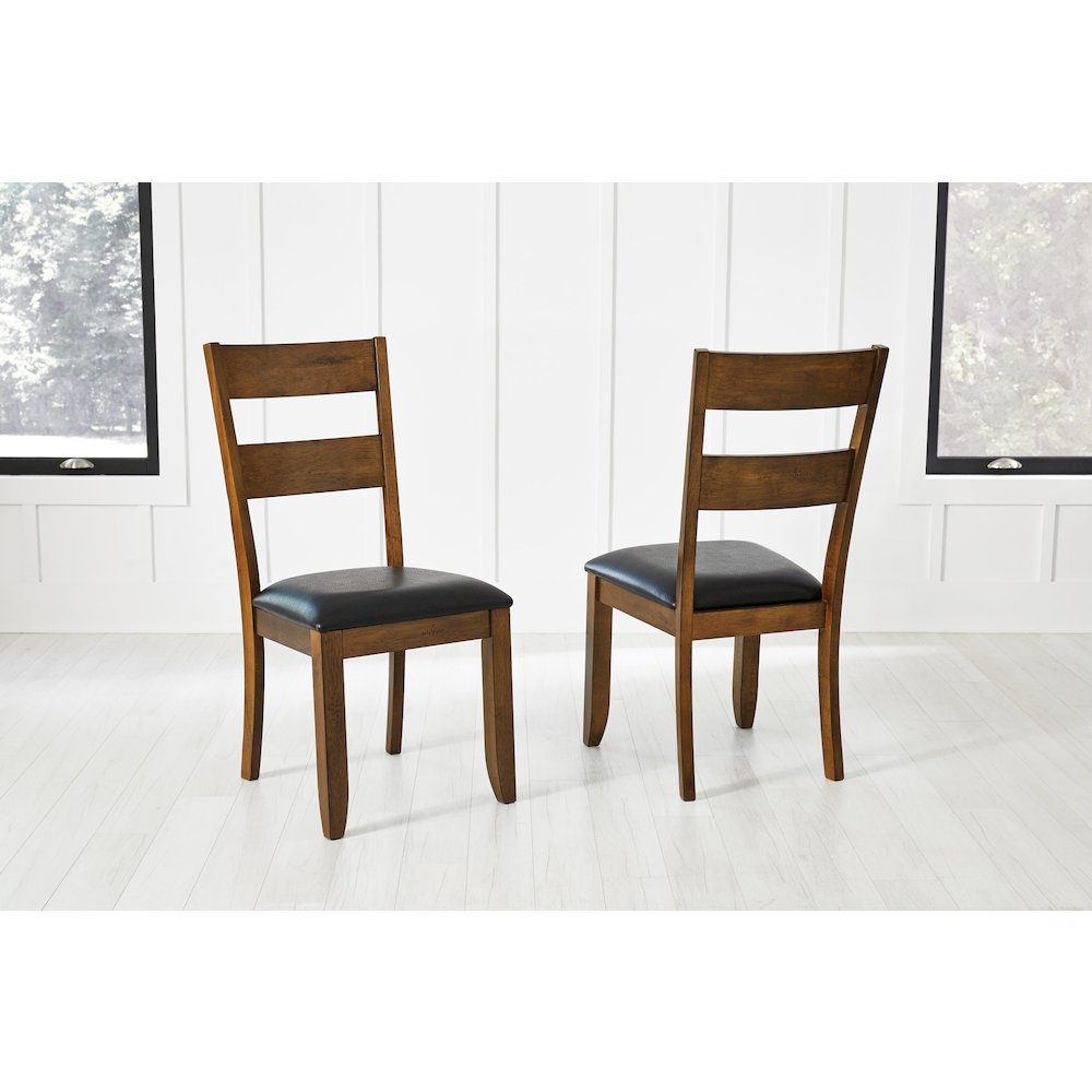 Mariposa Ladderback Side Chair, with Upholstered Seat (2 pack), Rustic Whiskey. Picture 1