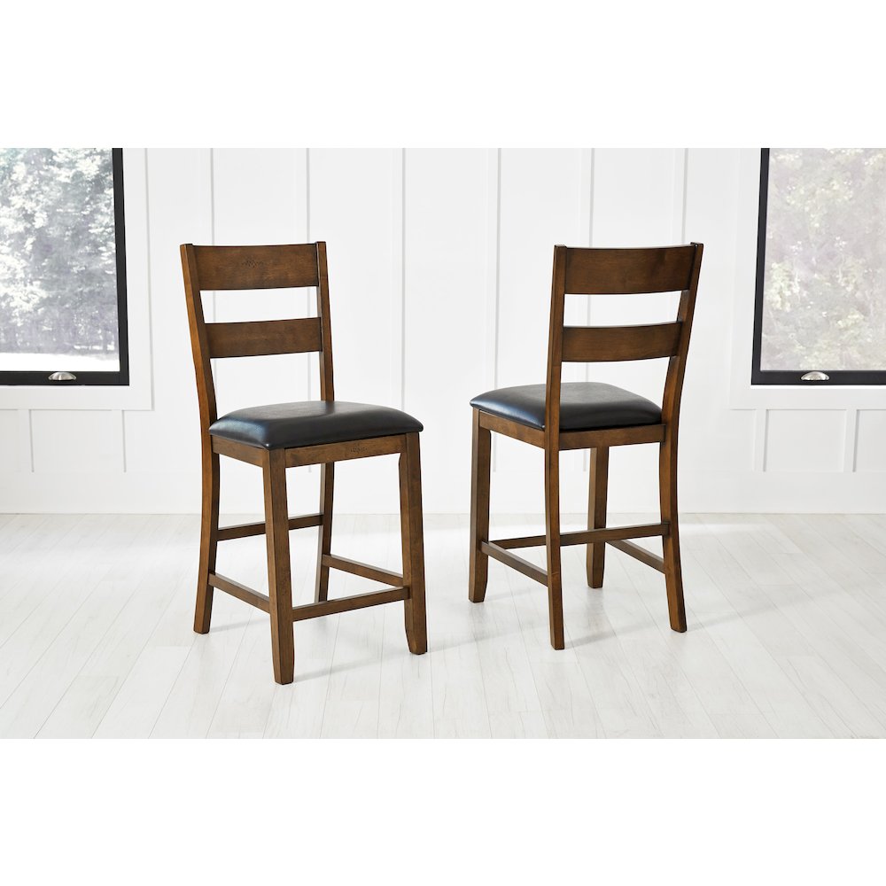 Mariposa Ladderback Counter Chair, with Upholstered Seat (2pack), Rustic Whiskey. Picture 2