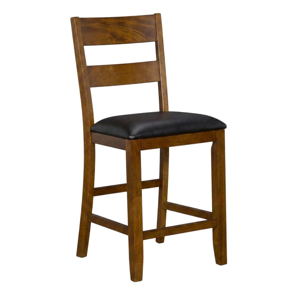 Rustic Whiskey Counter Stool with Upholstered Faux Leather Seat 2-Piece Set. Picture 5