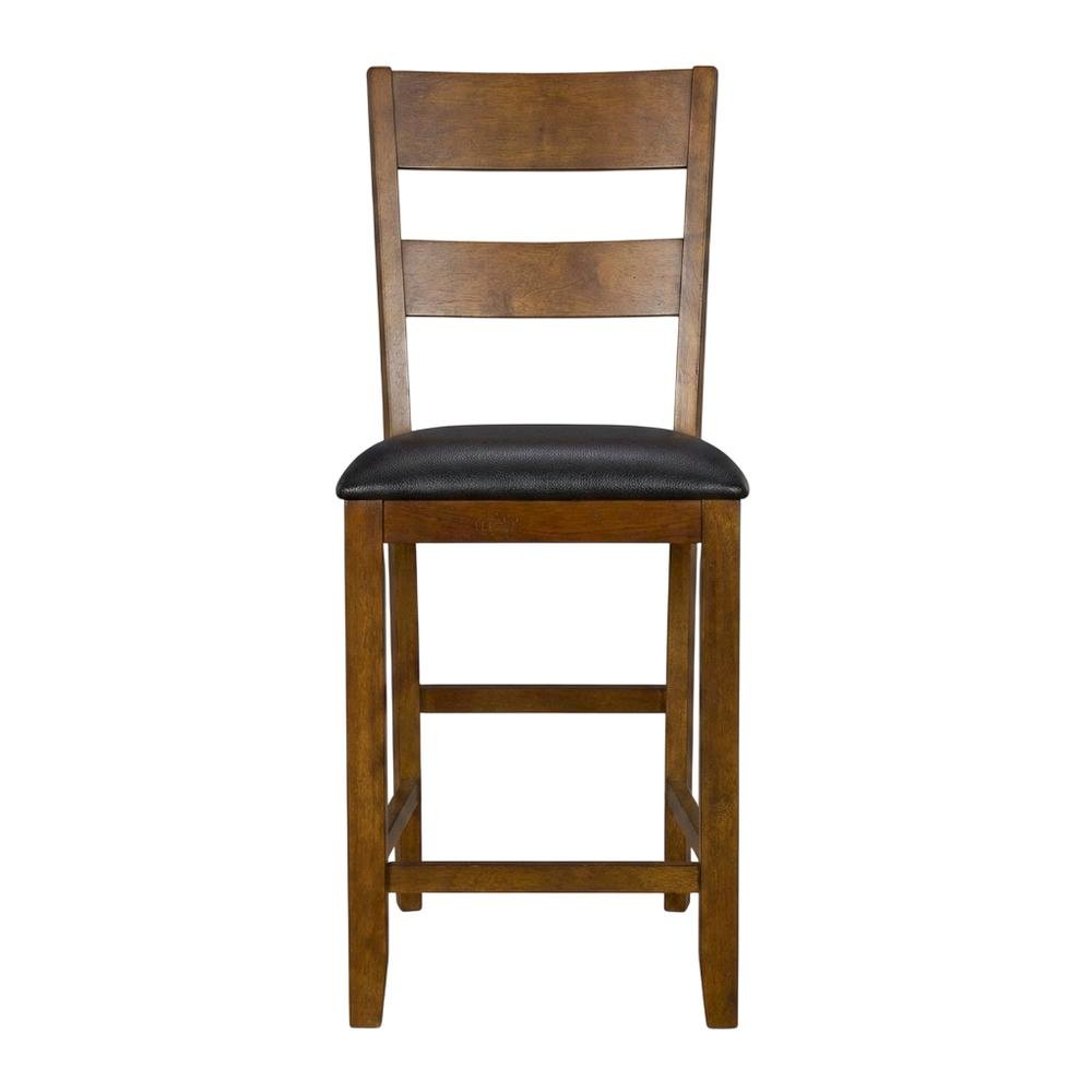 Rustic Whiskey Counter Stool with Upholstered Faux Leather Seat 2-Piece Set. Picture 7