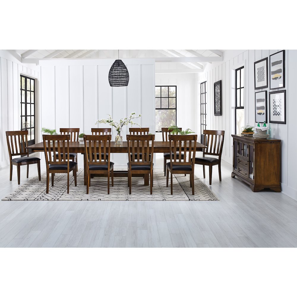 Mariposa 78" - 132" Trestle Table with (3) 18" Butterfly Leaves, Rustic Whiskey. Picture 7