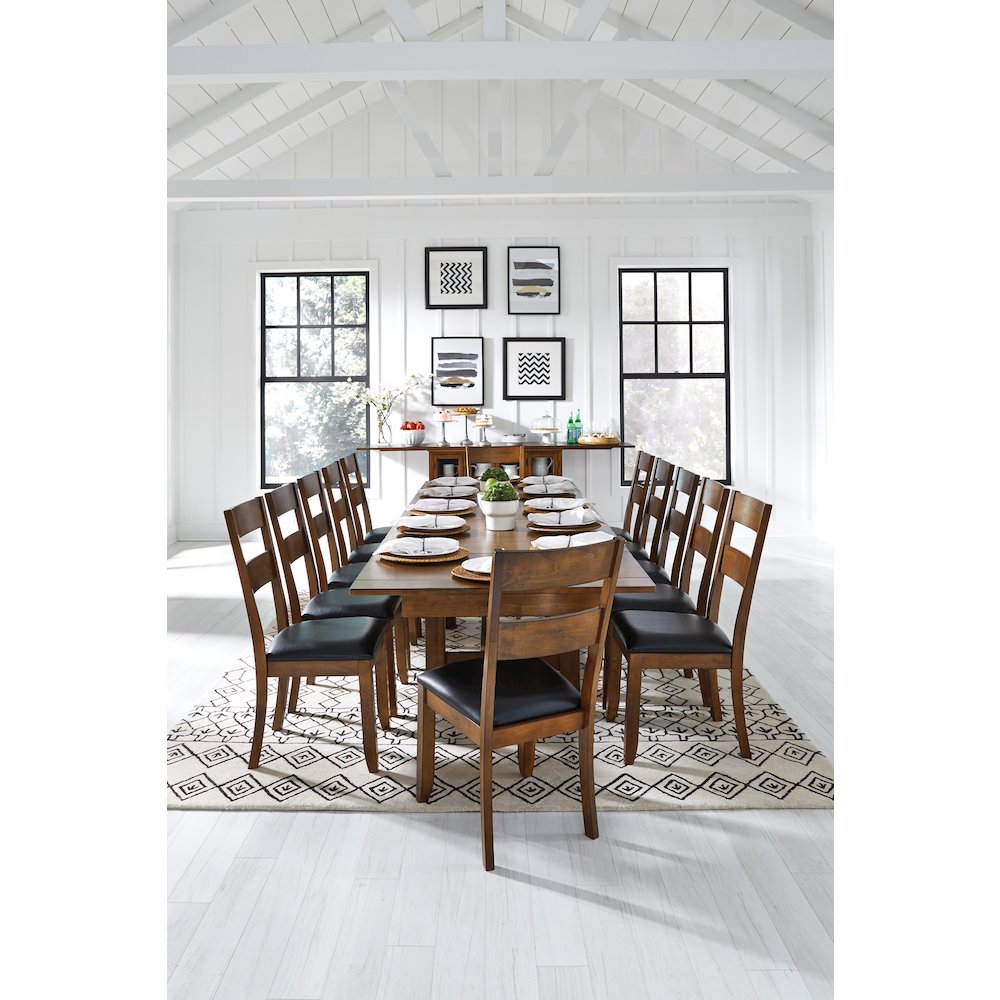 Mariposa 78" - 132" Trestle Table with (3) 18" Butterfly Leaves, Rustic Whiskey. Picture 8