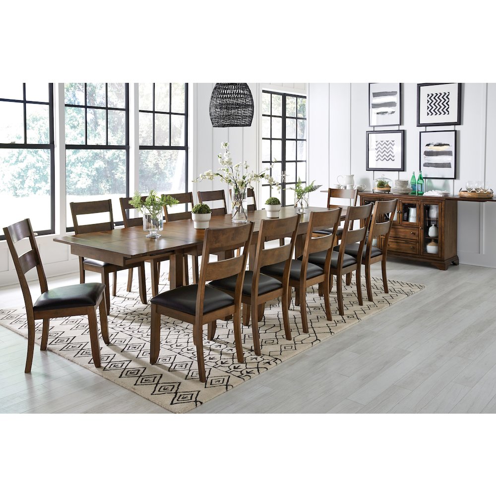 Mariposa 78" - 132" Trestle Table with (3) 18" Butterfly Leaves, Rustic Whiskey. Picture 9