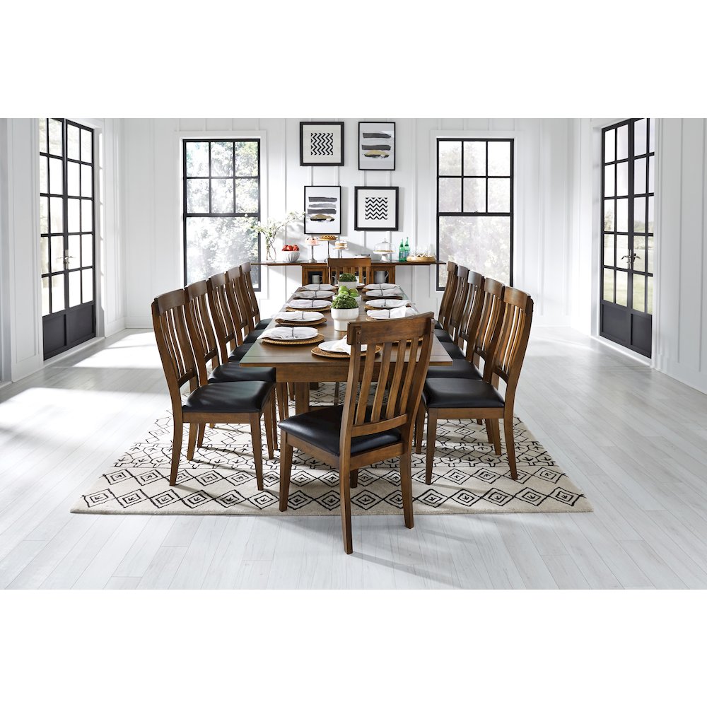 Mariposa 78" - 132" Trestle Table with (3) 18" Butterfly Leaves, Rustic Whiskey. Picture 10