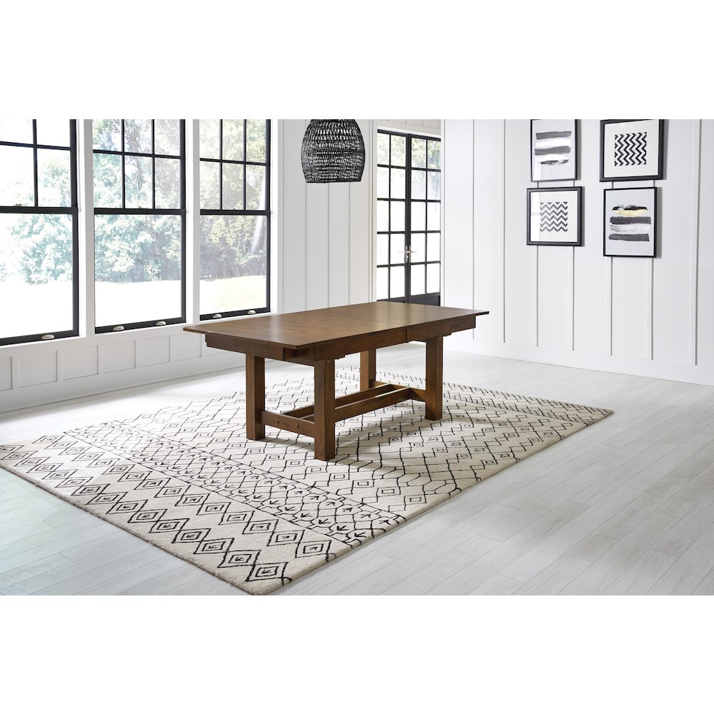 Mariposa 78" - 132" Trestle Table with (3) 18" Butterfly Leaves, Rustic Whiskey. Picture 12