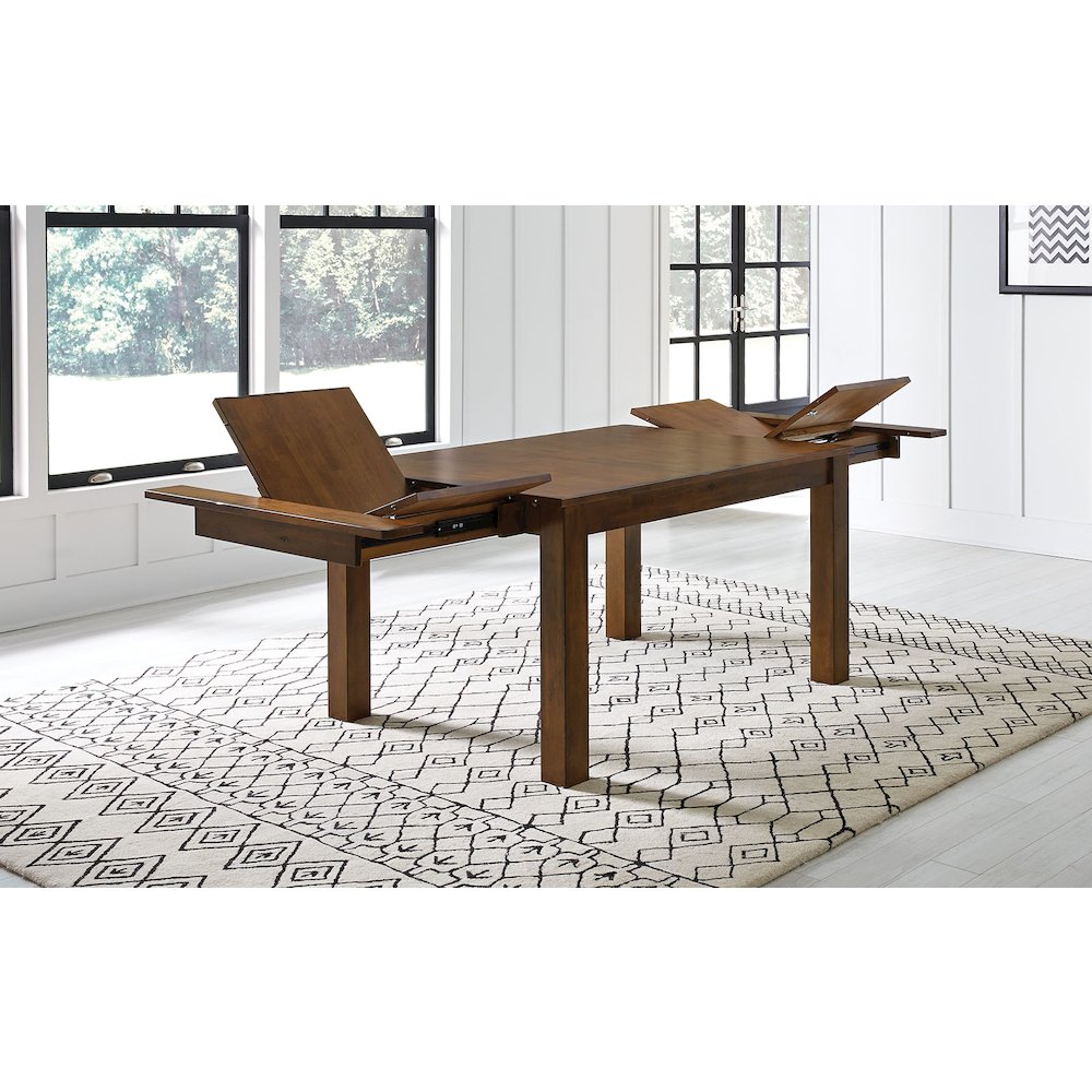 64" - 100" Dining Height Leg Table with (2) 18" Butterfly Leaves, Rustic Whiskey. Picture 3