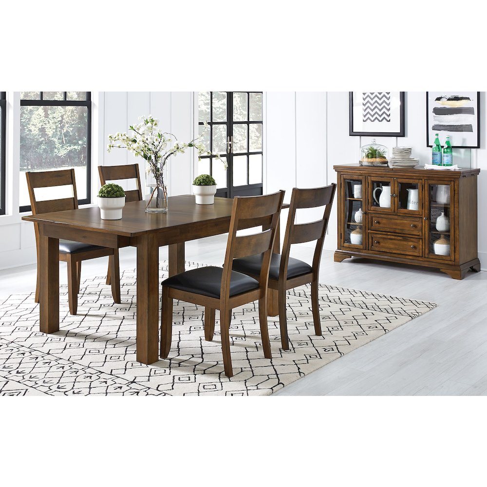 64" - 100" Dining Height Leg Table with (2) 18" Butterfly Leaves, Rustic Whiskey. Picture 6