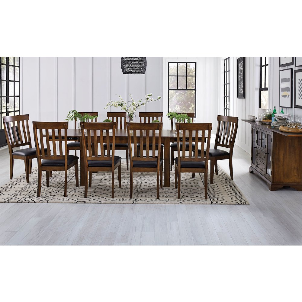 64" - 100" Dining Height Leg Table with (2) 18" Butterfly Leaves, Rustic Whiskey. Picture 7