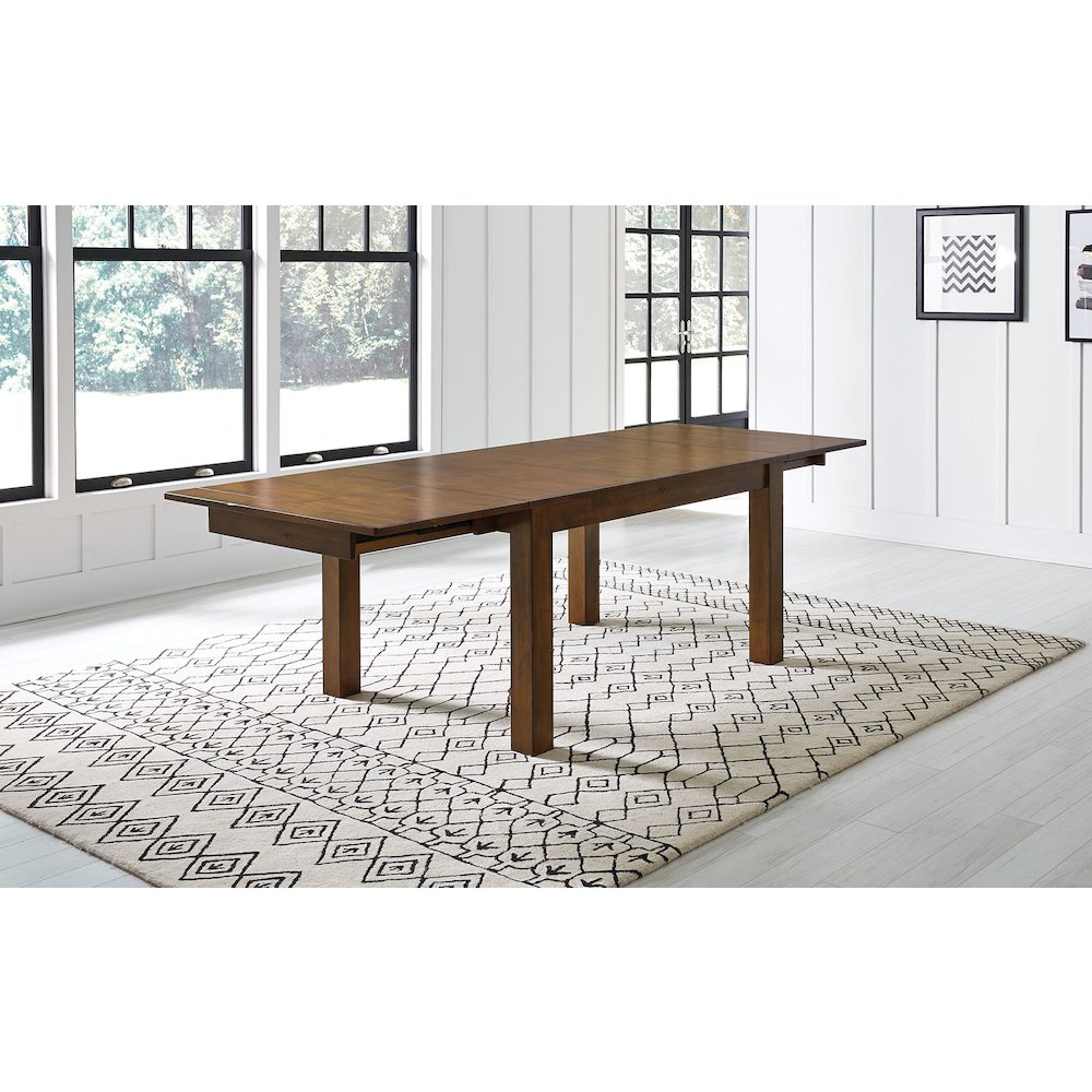 64" - 100" Dining Height Leg Table with (2) 18" Butterfly Leaves, Rustic Whiskey. Picture 4
