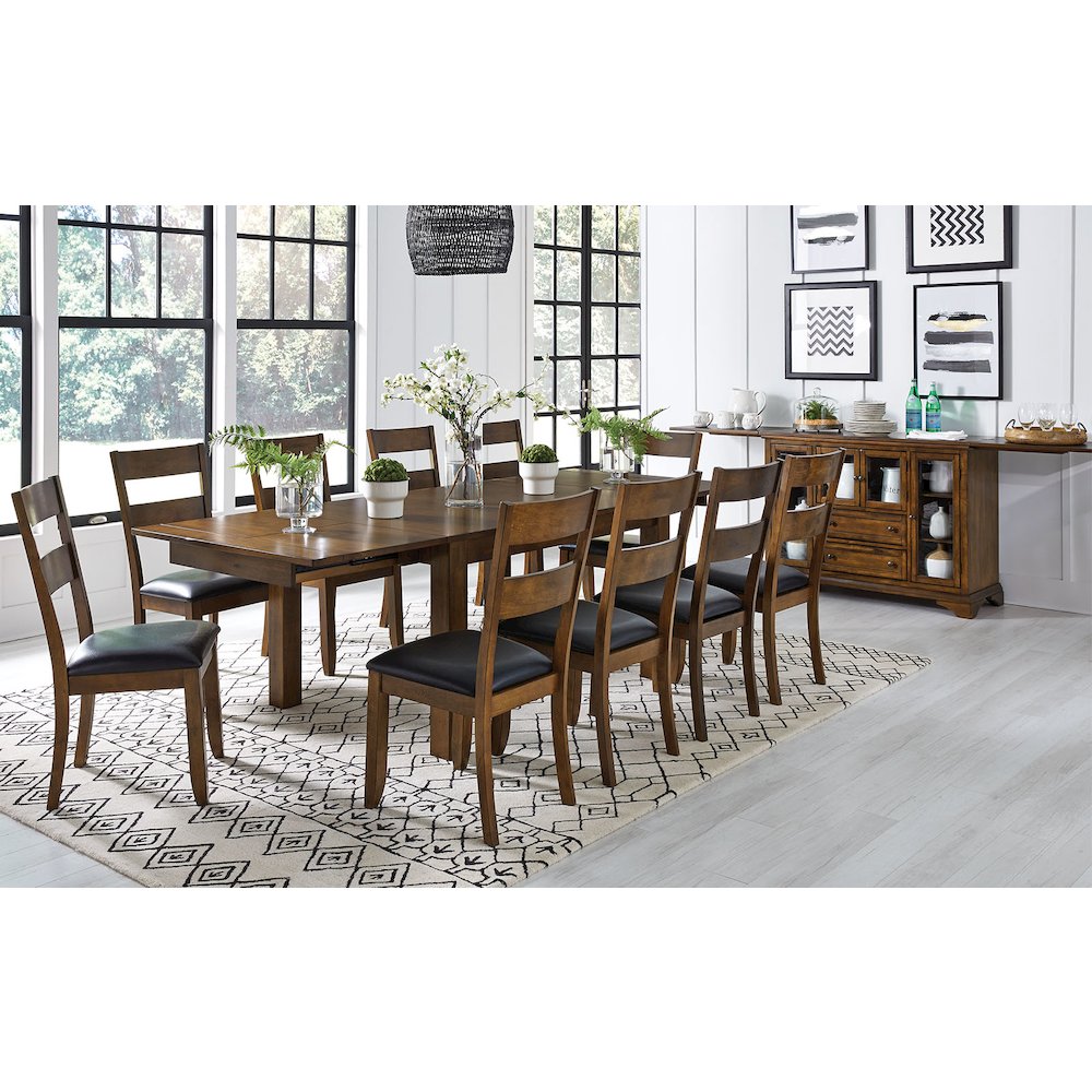 64" - 100" Dining Height Leg Table with (2) 18" Butterfly Leaves, Rustic Whiskey. Picture 8