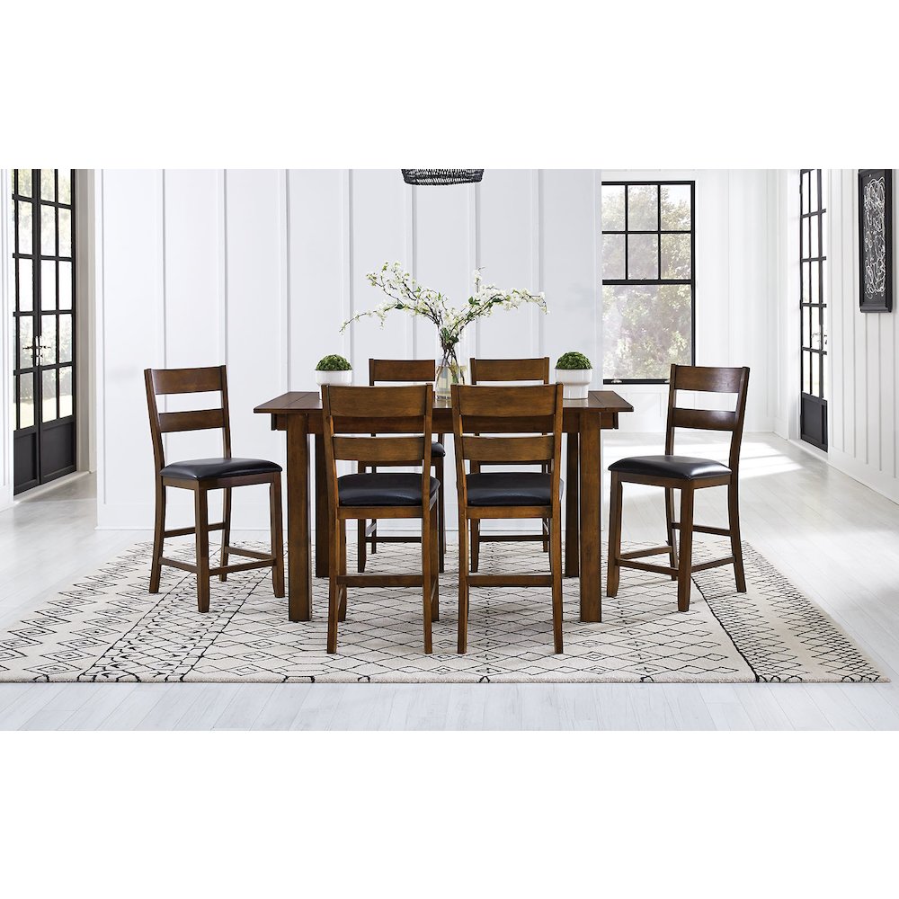 64"-100" Gathering Height Leg Table with (2) 18" Butterfly Leaves,Rustic Whiskey. Picture 5