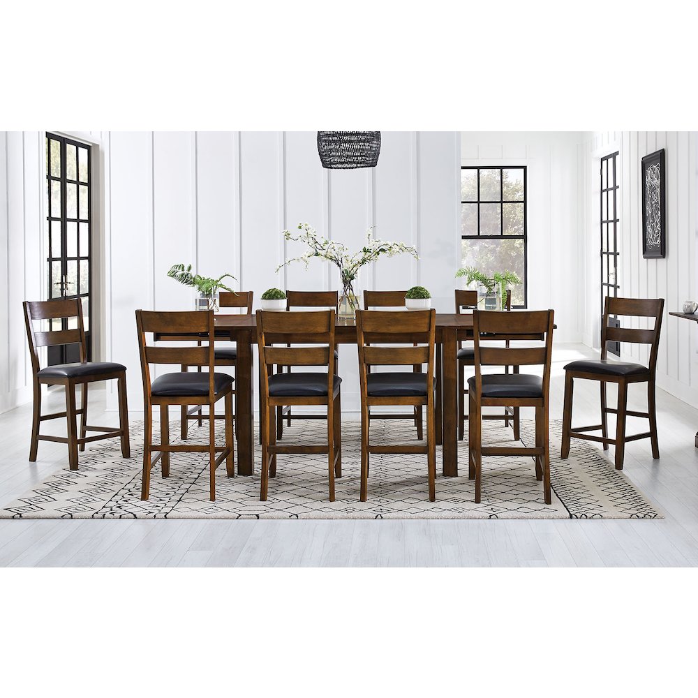 64"-100" Gathering Height Leg Table with (2) 18" Butterfly Leaves,Rustic Whiskey. Picture 6