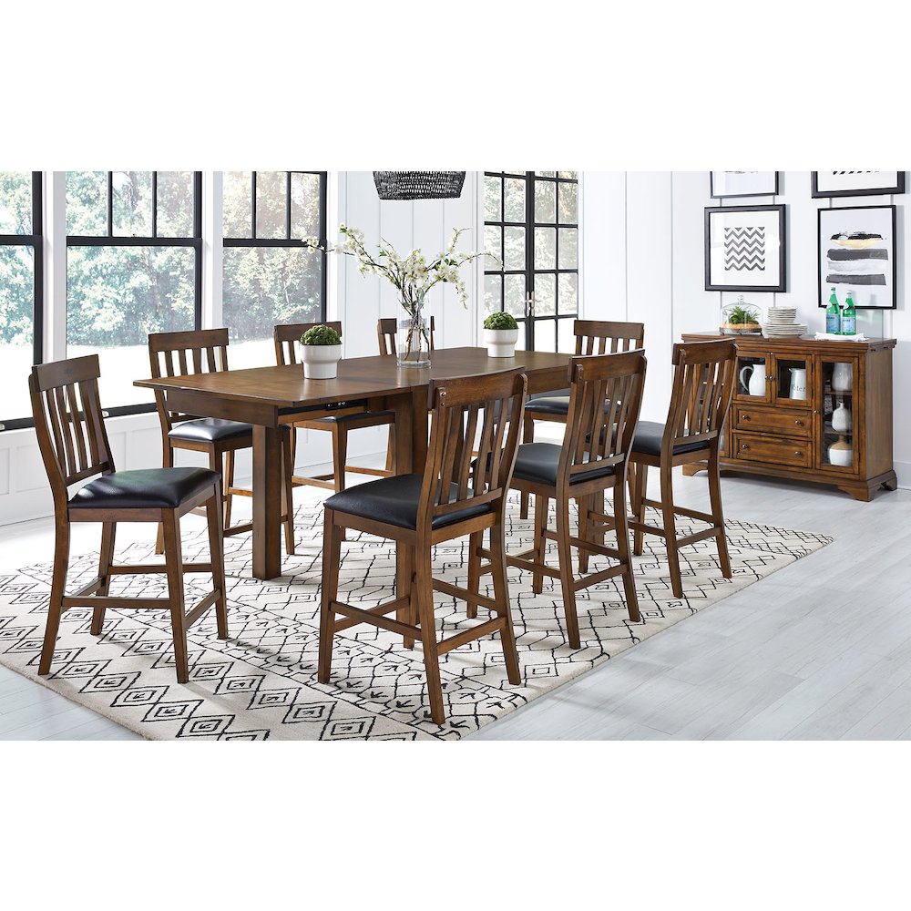 64"-100" Gathering Height Leg Table with (2) 18" Butterfly Leaves,Rustic Whiskey. Picture 8