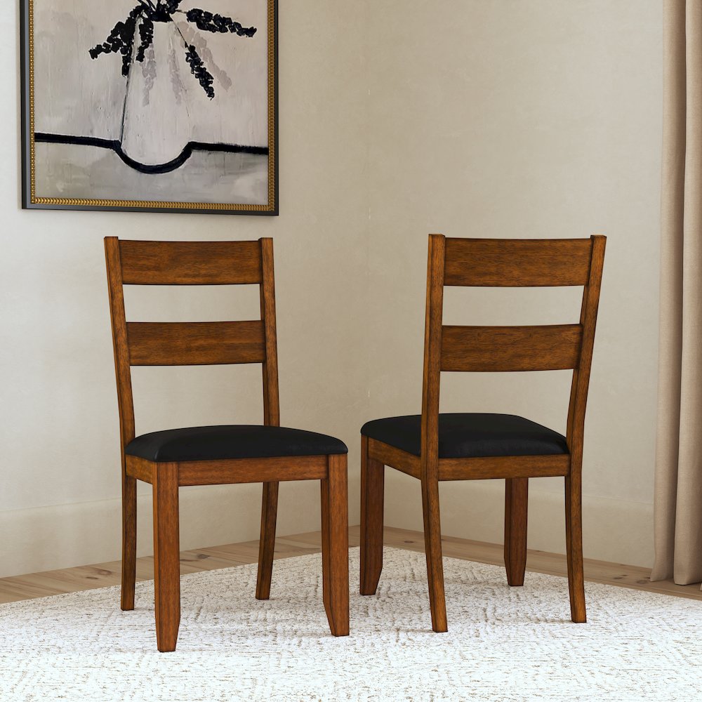 Mariposa Ladderback Side Chair, with Upholstered Seat (2 pack), Rustic Whiskey. Picture 3