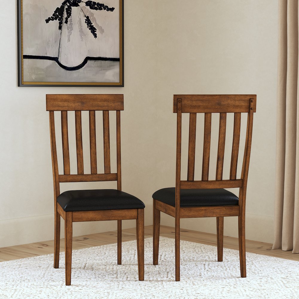 Mariposa Slatback Side Chair, with Upholstered Seat (2 pack), Rustic Whiskey. Picture 4