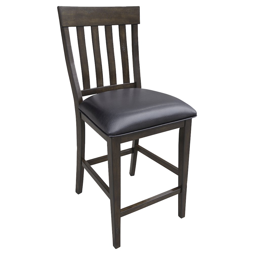 Mariposa Slatback Counter Chair, with Upholstered Seat (2 pack), Warm Gray. Picture 1