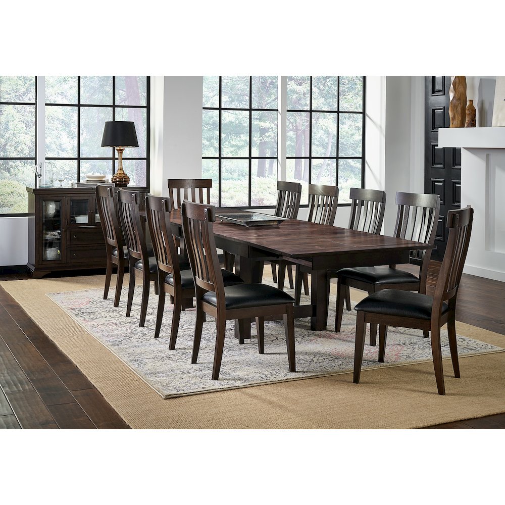 Mariposa 78" - 132" Trestle Table with (3) 18" Butterfly Leaves, Warm Gray. Picture 10