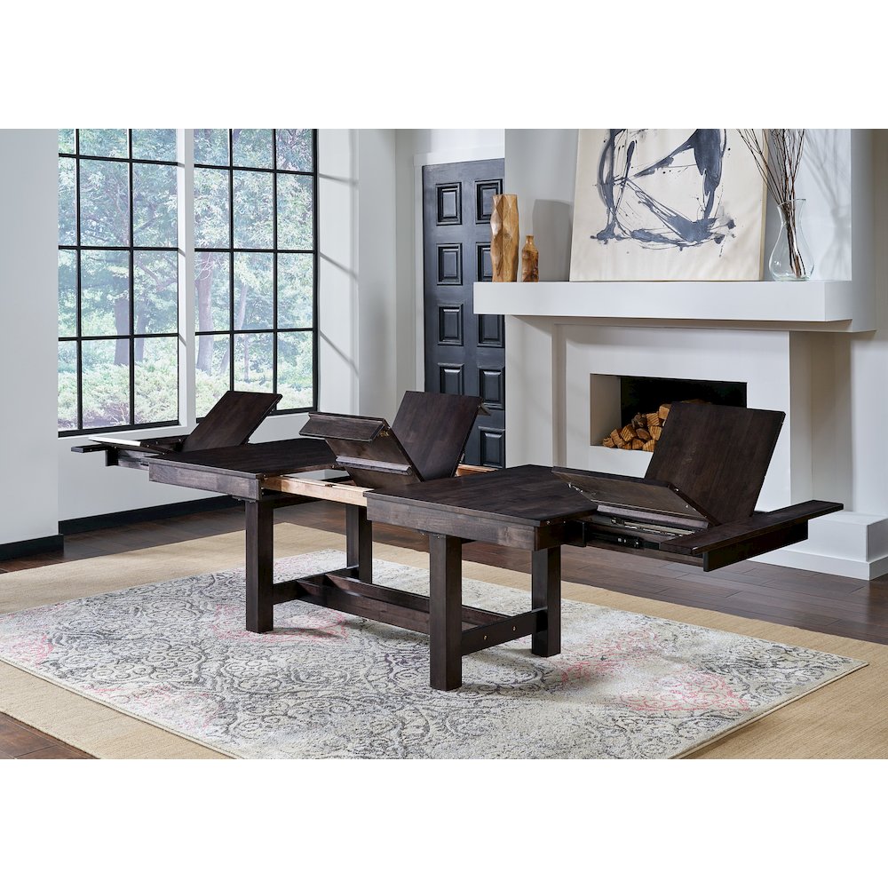 Mariposa 78" - 132" Trestle Table with (3) 18" Butterfly Leaves, Warm Gray. Picture 6