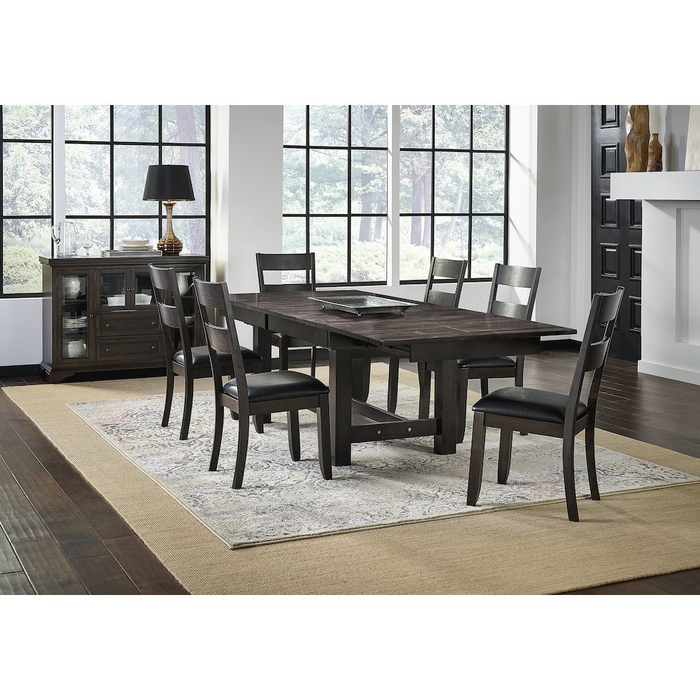 Mariposa 78" - 132" Trestle Table with (3) 18" Butterfly Leaves, Warm Gray. Picture 12