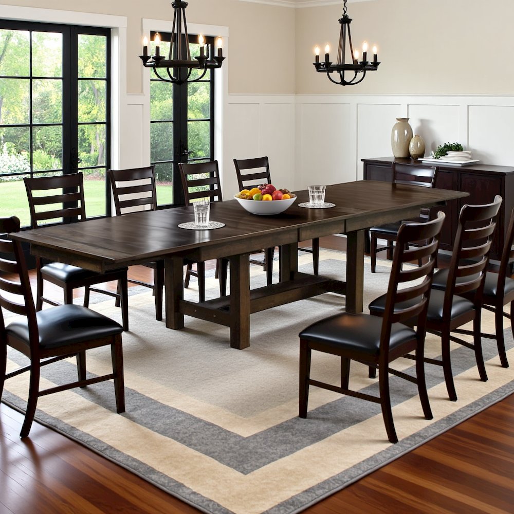 Extendable Rustic Dining Table with Leaf for 8, Solid Gray Wood Design. Picture 3