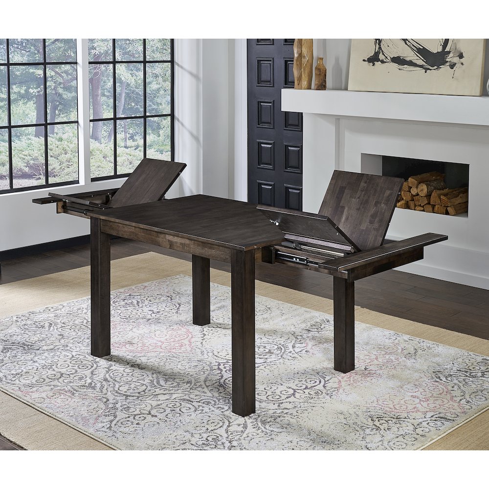 64" - 100" Gathering Height Leg Table with (2) 18" Butterfly Leaves, Warm Gray. Picture 1