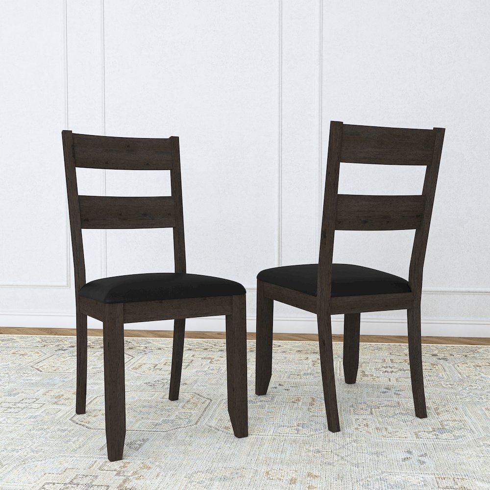Mariposa Ladderback Side Chair, with Upholstered Seat (2 pack), Warm Gray. Picture 1