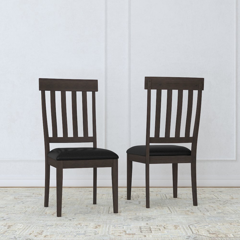 Mariposa Slatback Side Chair, with Upholstered Seat (2 pack), Warm Gray. Picture 2