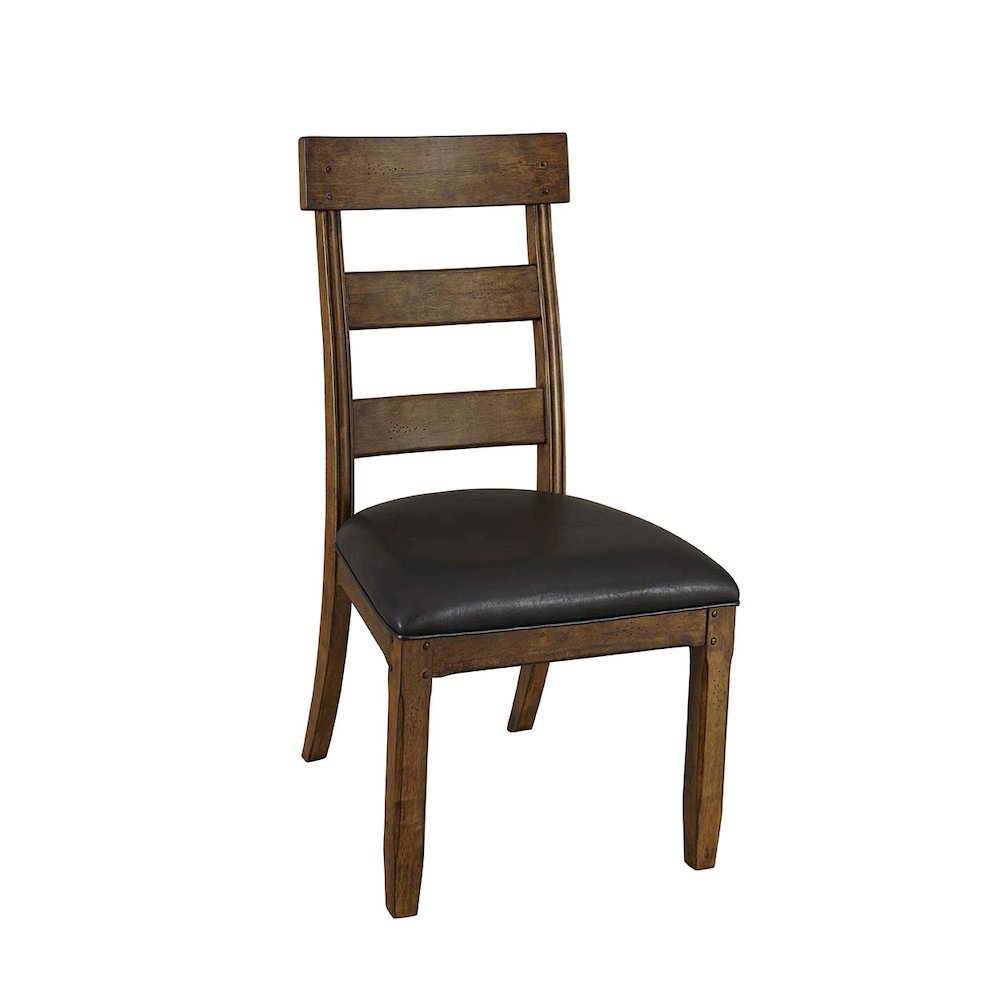 Ozark Ladderback Side Chair, with Upholstered Seat, Warm Pecan. Picture 1