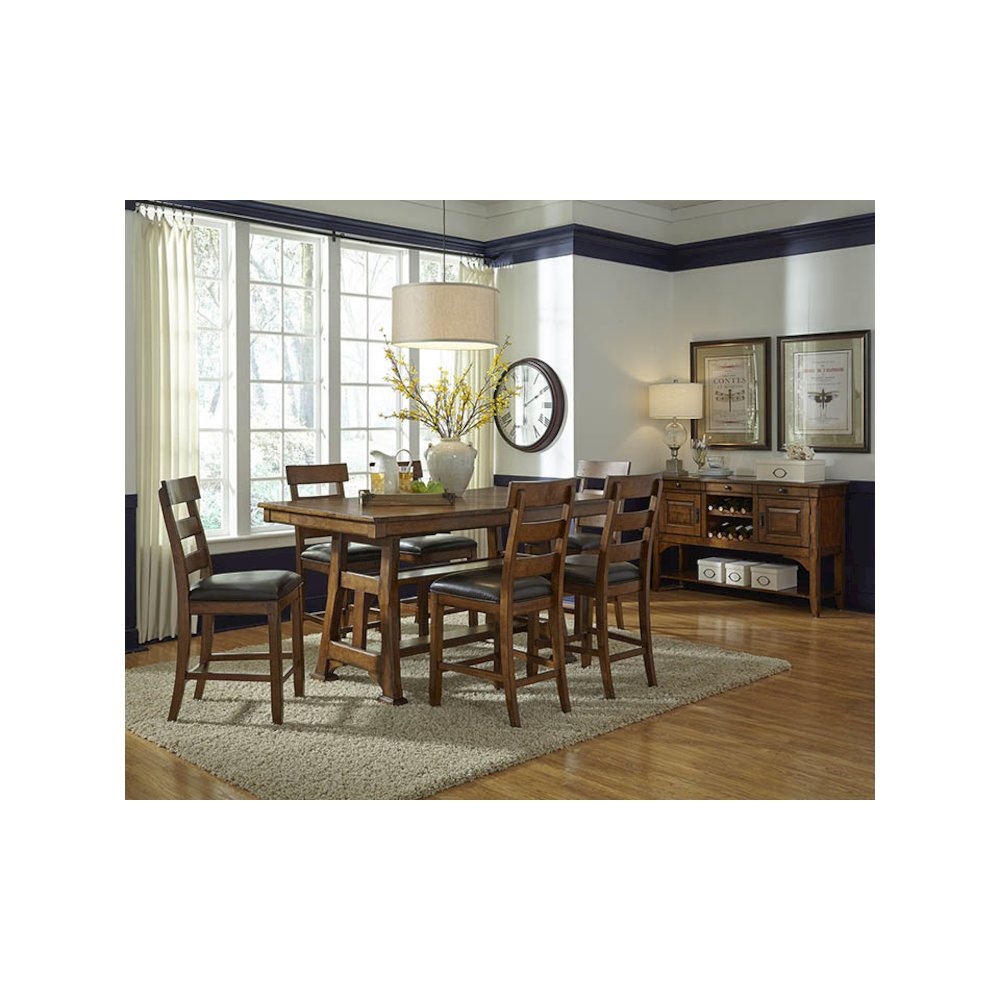 Adjustable Mango Dining Table in Warm Pecan Finish for 8-Persons. Picture 3