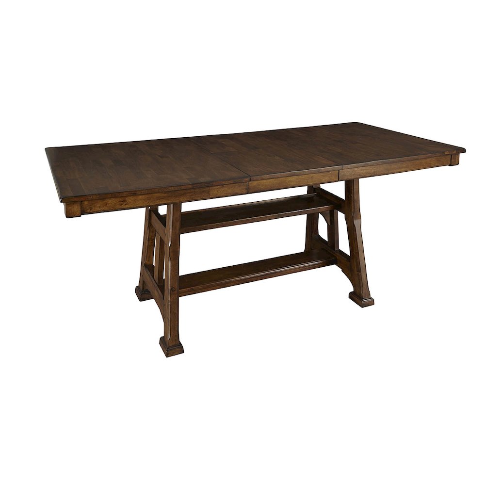 Adjustable Mango Dining Table in Warm Pecan Finish for 8-Persons. Picture 1