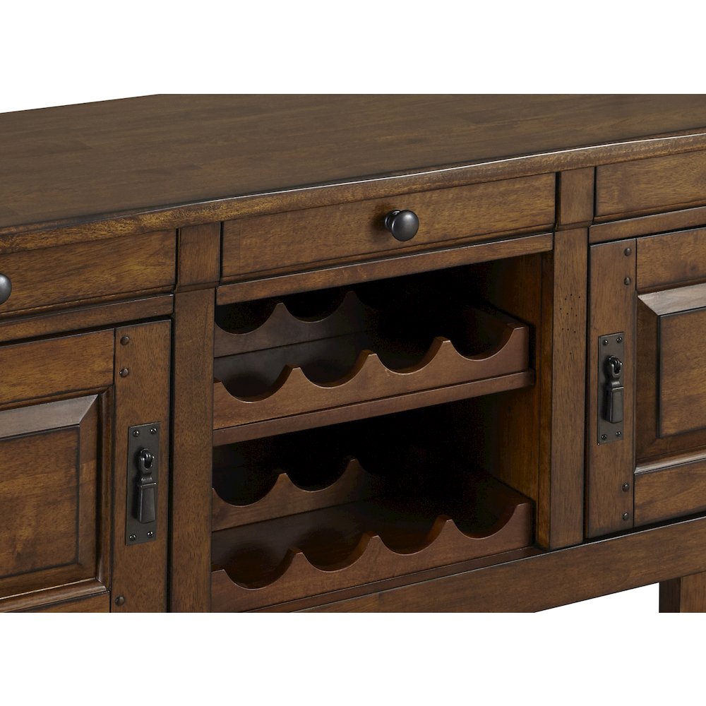 Ozark 58" Sideboard with Wine Storage, Warm Pecan. Picture 2