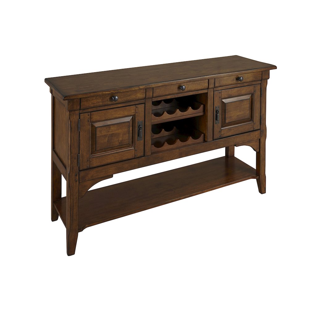 Ozark 58" Sideboard with Wine Storage, Warm Pecan. Picture 1