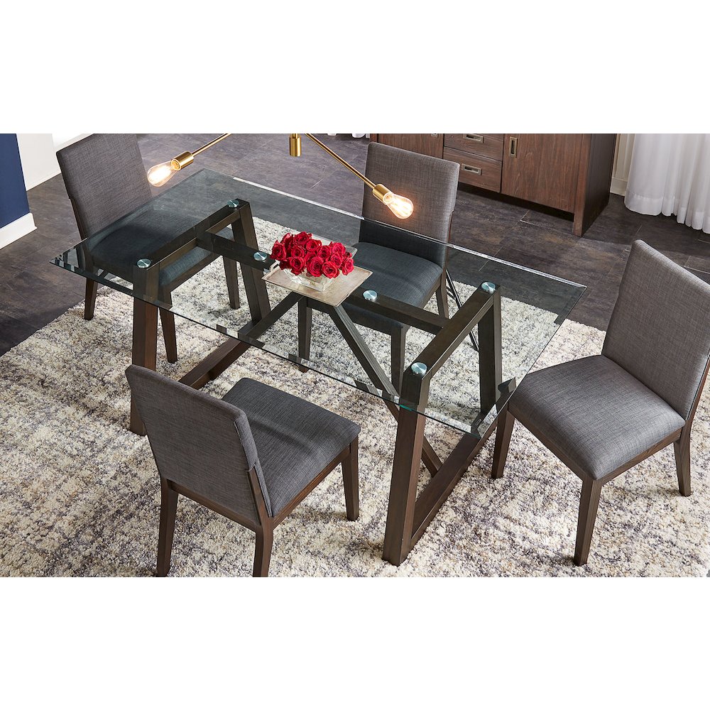 Palm Canyon 72" Glass Trestle Table, Carob Brown. Picture 3