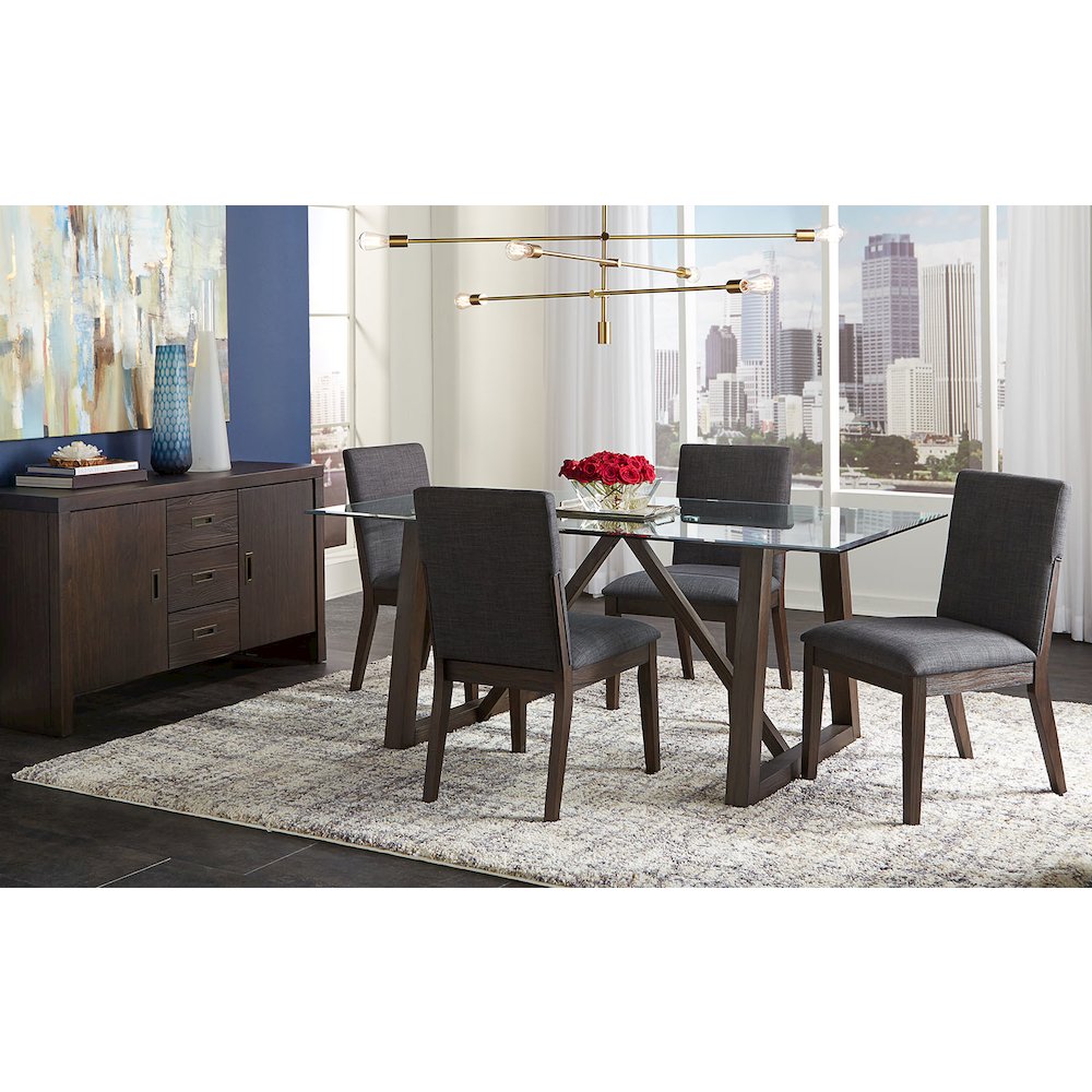 Palm Canyon 72" Glass Trestle Table, Carob Brown. Picture 4
