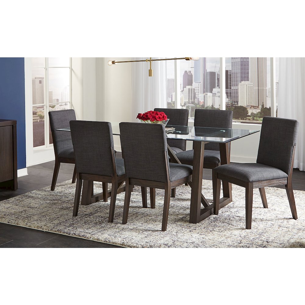 Palm Canyon 72" Glass Trestle Table, Carob Brown. Picture 5