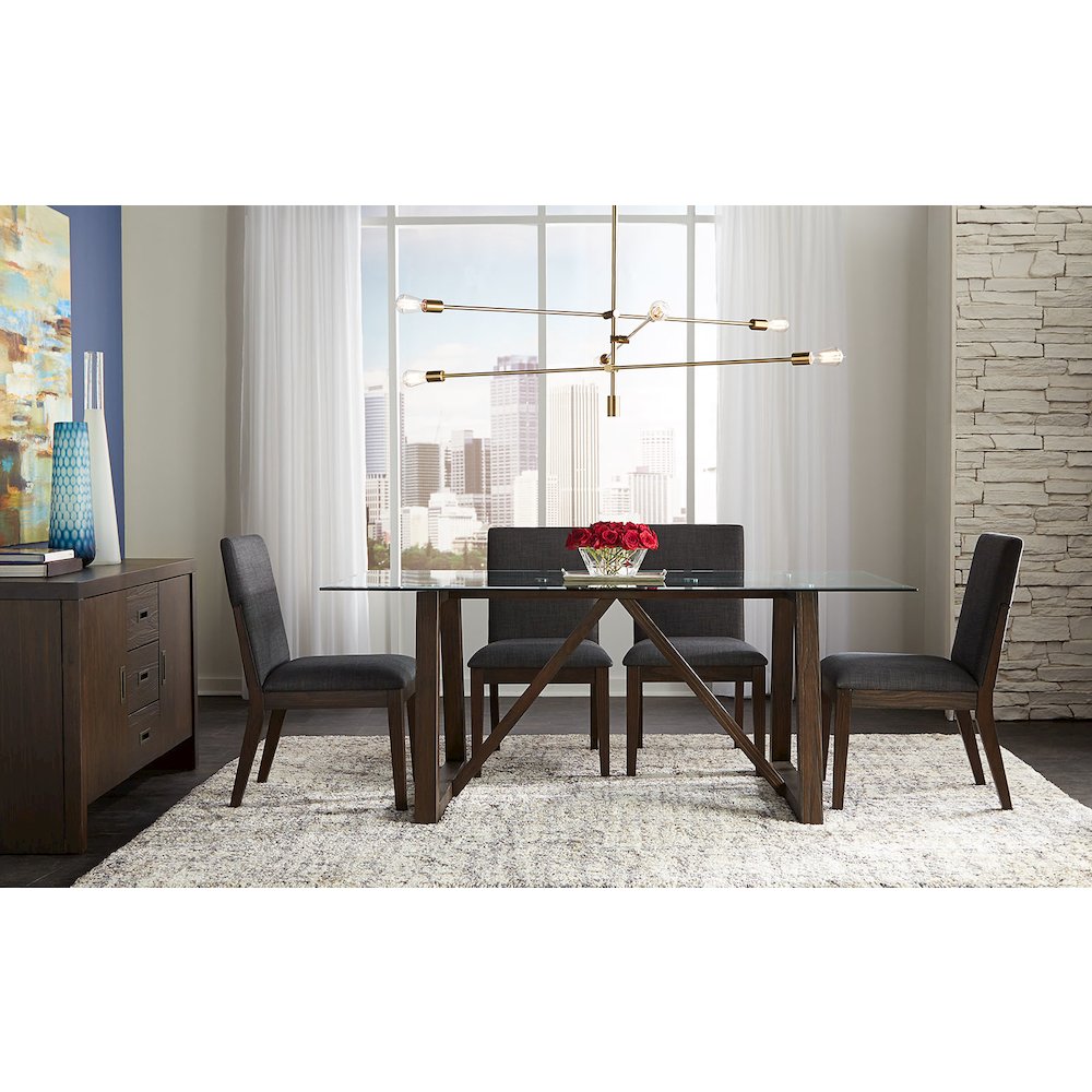 Palm Canyon 72" Glass Trestle Table, Carob Brown. Picture 6