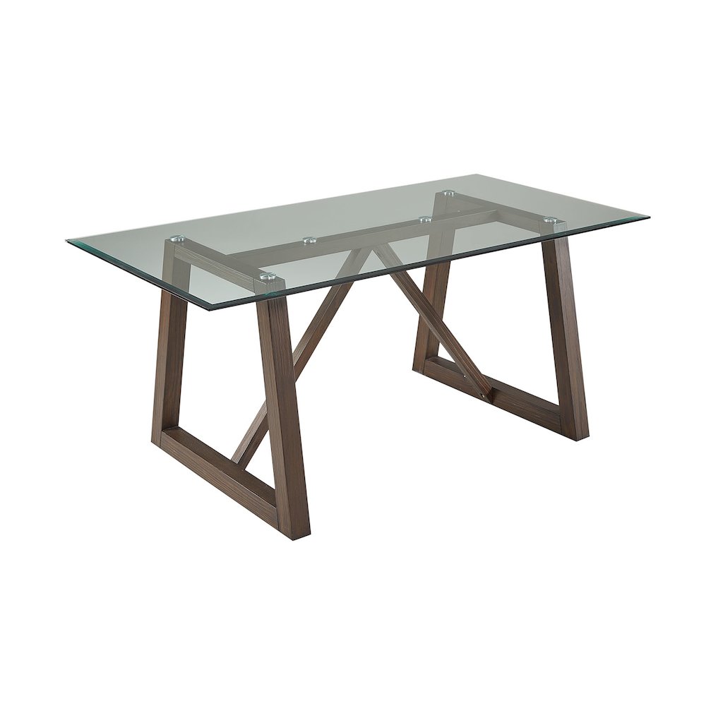 Palm Canyon 72" Glass Trestle Table, Carob Brown. Picture 1