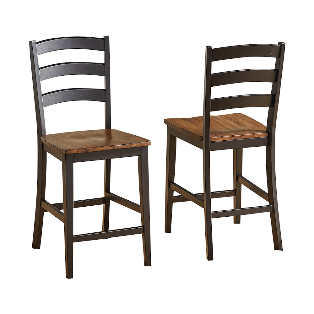 Stormy Ridge Ladderback Counter Height Chair with Wood Seat, Chicory / Black. Picture 1