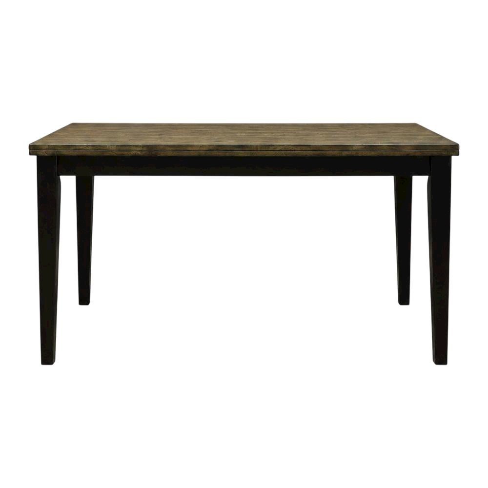 Chicory and black distressed wood dining table with adjustable length, seats six. Picture 4