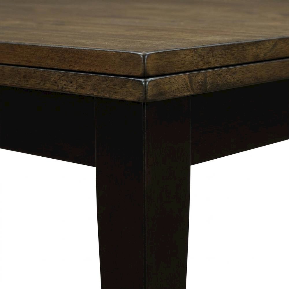 Chicory and black distressed wood dining table with adjustable length, seats six. Picture 6
