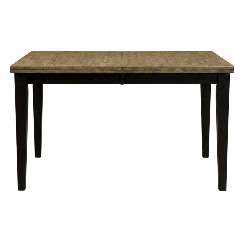 Chicory and black distressed wood dining table with adjustable length, seats six. Picture 1