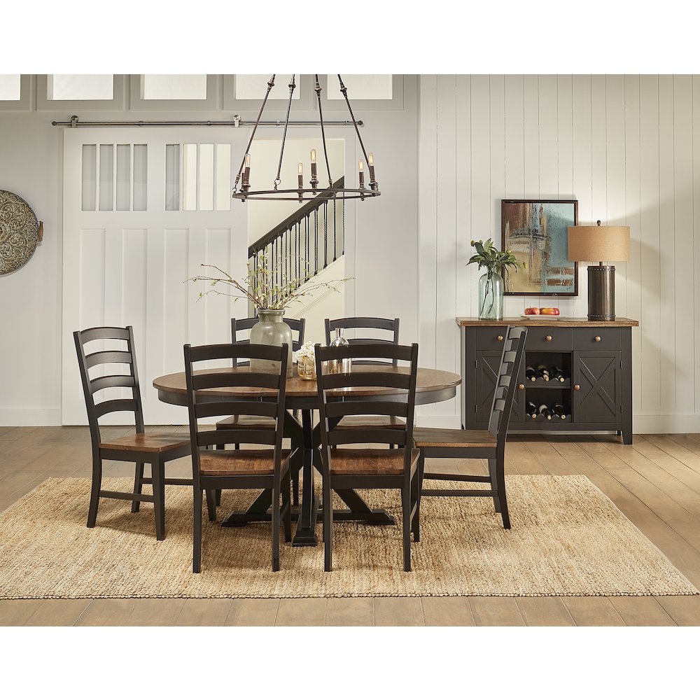 48" - 63" Oval Extending Dining Table with (1) 15" Table Leaf, Chicory / Black. Picture 5