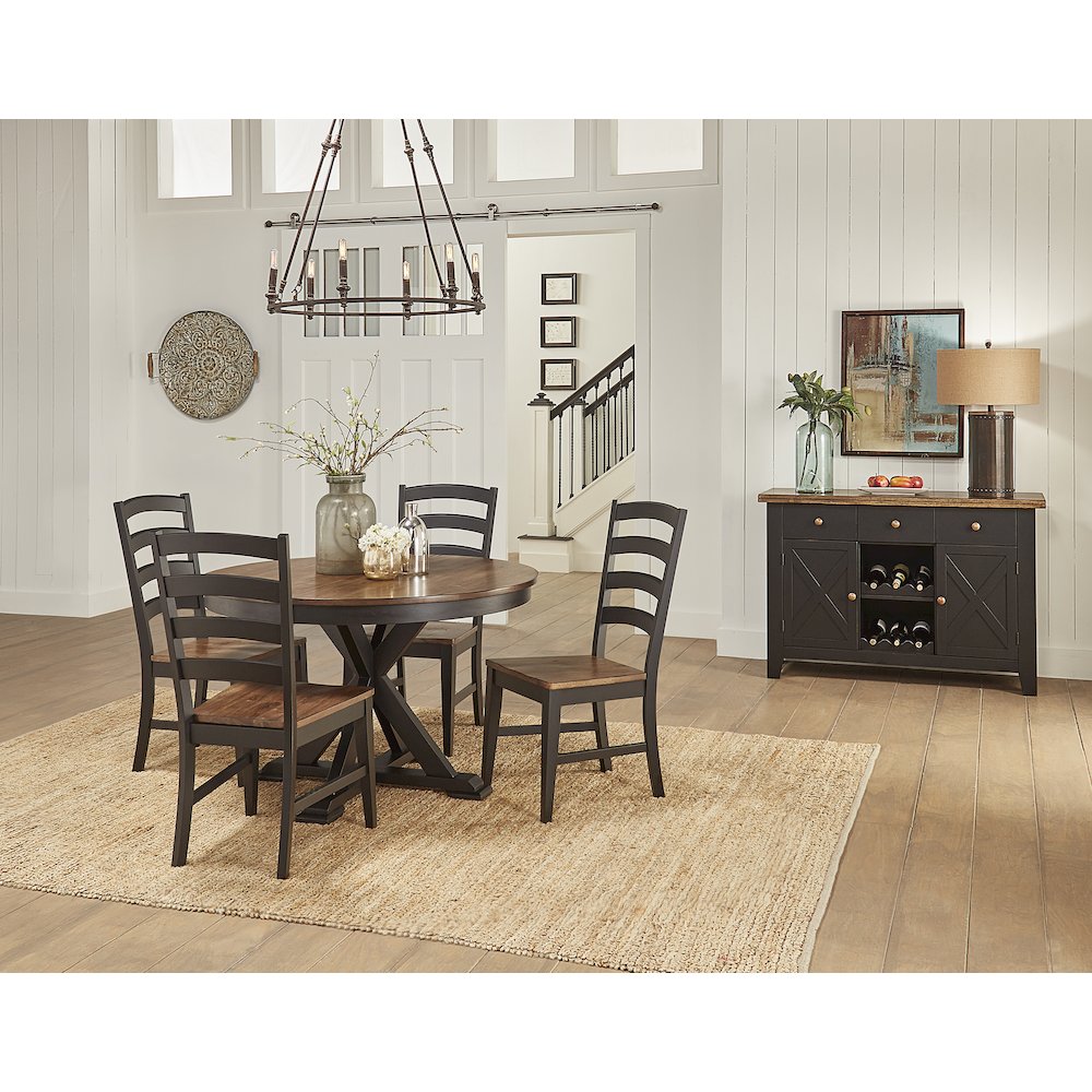 48" - 63" Oval Extending Dining Table with (1) 15" Table Leaf, Chicory / Black. Picture 6