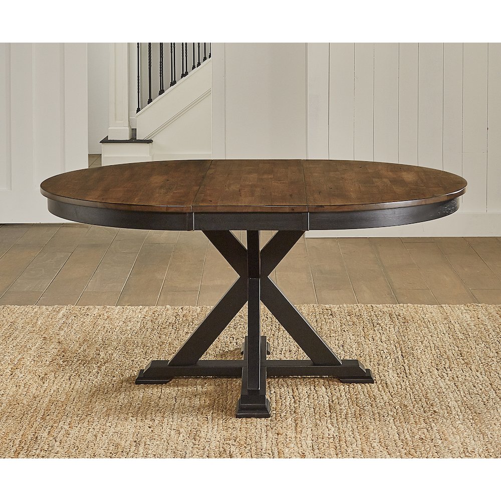 48" - 63" Oval Extending Dining Table with (1) 15" Table Leaf, Chicory / Black. Picture 3